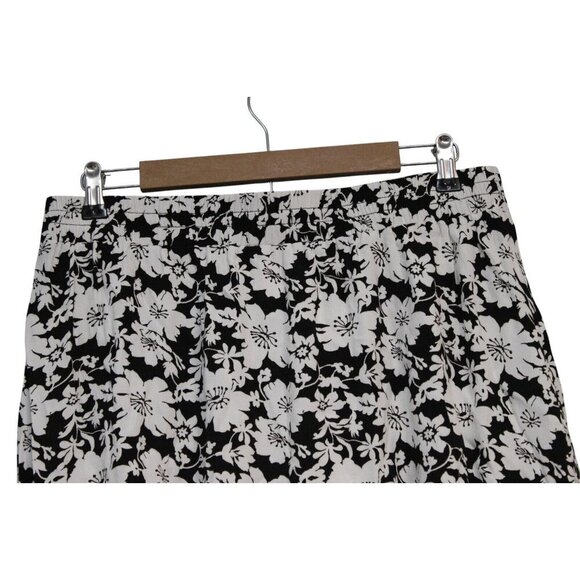 NWT LOFT Skirt Size Large Flowy Black White Floral Pull On Elastic Waist Preppy - Picture 6 of 9